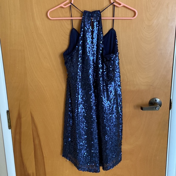 Express Navy Sequin Mini Dress - Picture 3 of 11